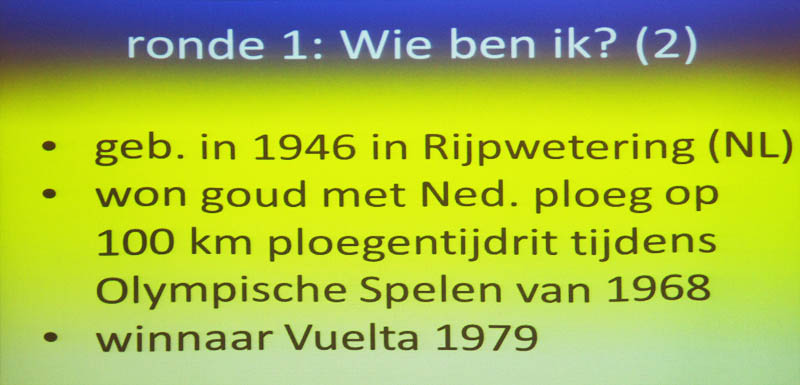 Vraag 2 eerste ronde met als thema "Wie ben ik?" Wielerquiz 2014